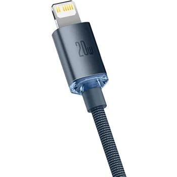 KABEL USB-C / Lightning iPhone Baseus Crystal CAJY000301 2m 20W PD QC CZARNY W OPLOCIE PREMIUM