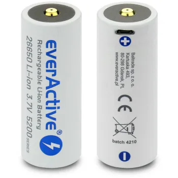 Akumulator 26650 Li-Ion 3,7V everActive 5200mAh micro USB (1 szt.) z zabezpieczeniem