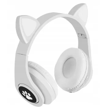 Słuchawki bezprzewodowe z uszami kota - białe