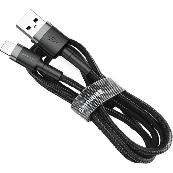 KABEL USB-A / Lightning iPhone Baseus Cafule CALKLF-AG1 50cm Apple 2.4A CZARNO-SZARY W OPLOCIE