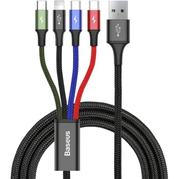 KABEL 4w1 USB-A / Lighting iPhone 2x USB-C micro-USB Baseus Cafule CA1T4-B01 1.2m 3.5A W OPLOCIE