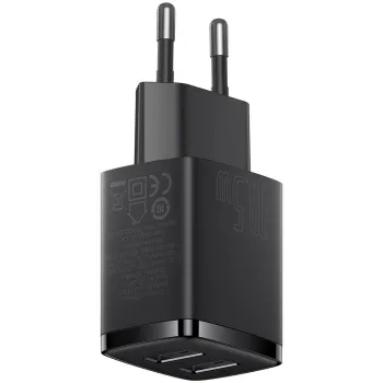 ŁADOWARKA SIECIOWA Baseus Compact Charger CCXJ010201 10.5W 2x USB-A CZARNA