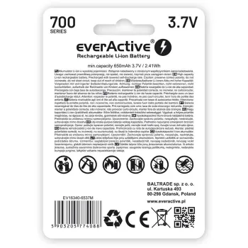 Akumulatorek 16340 / R-CR123 3,7V everActive 700mAh (1 szt.) z zabezpieczeniem