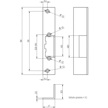 SZYLD ELEKTRA KĄTOWY KRÓTKI MALOWANY SK1501-M