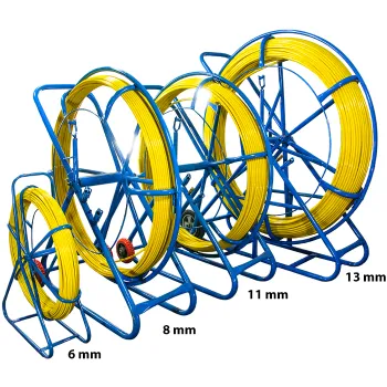 WŁÓKNO SZKLANE DO PRZECIĄGANIA KABLI 4,5mm / 100m (PILOT / STALKA) PE + STOJAK