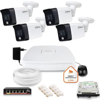 Zestaw monitoringu IP Dahua 4 kamery tubowe 6Mpx Dysk