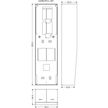 ACO CDN-P2-L NT Ramka natynkowa duża CDN do CDNP7, z uchwytami montażowymi, stal z daszkiem