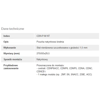 ACO CDN-P-M NT Ramka natynkowa średnia CDN z daszkiem, do CDNP5/6, CDNC/B, CDNA