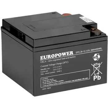 Akumulator AGM EUROPOWER serii EPS 12V 28Ah (Żywotność 8-12 lat)