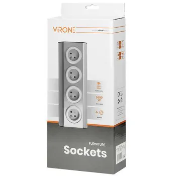 Gniazdo meblowe ORNO FS-1 4x2P+Z INOX