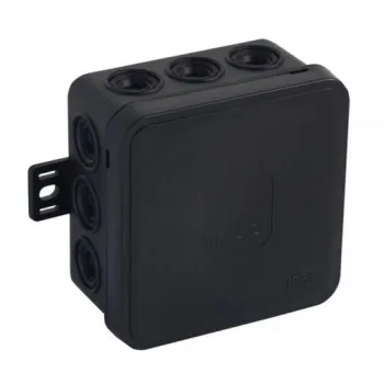 Puszka natynkowa pusta 12 wlotów VIPLAST V5 klik CZARNA IP54 75x75x41mm 035-05