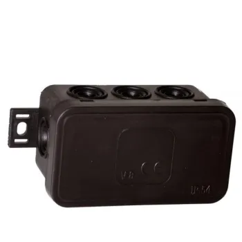 Puszka natynkowa pusta 8 wlotów VIPLAST V8 klik CZARNA IP54 80x45x41mm 038-05