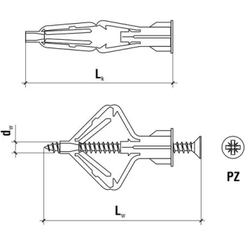 Kołki do karton gipsu 10 x 50 nylon 100szt.