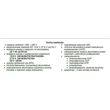 ZASILACZ BUFOROWY IMPULSOWY Pulsar HPSB-12V3A-B