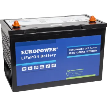Akumulator LiFePO4 EUROPOWER serii LFP 12,8V 100Ah Bluetooth (Żywotność ~2000 cykli)