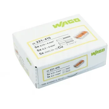 Szybkozłączka uniwersalna LINKA/DRUT 5x 0,2-4mm2 WAGO 221-415 (Paczka 25szt.)