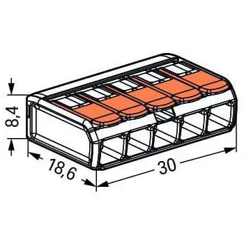 Szybkozłączka uniwersalna LINKA/DRUT 5x 0,2-4mm2 WAGO 221-415 (Paczka 25szt.)