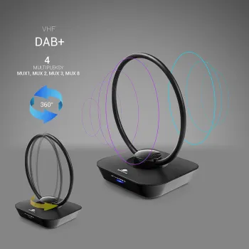 Antena pokojowa DVB-T2 Spacetronik Locus TV zasilacz 45dB