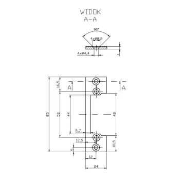 Płaskownik HARTTE OK-P1 krótki, S, 3mm, STC, otwarty