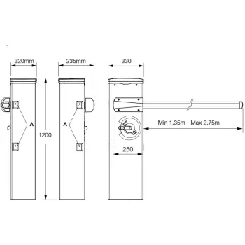 Szlaban Beninca K.DIVA.3L (bezszczotkowy) - zestaw kompletny do 2,75 metra przejazdu