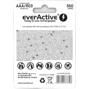 Akumulatorki AAA / R03 Ni-MH everActive 550mAh Infinity Line 3000 cykli (blister 4 szt.)