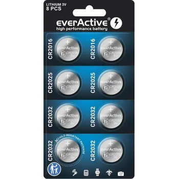 Zestaw 8 baterii 3,0V 4x CR2032 2x CR2025 2x CR2016 everActive