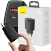 ŁADOWARKA SIECIOWA Baseus Compact Quick Charger CCXJ-B01 20W 1x USB-A 1x USB-C PD 3.0 QC 3.0 CZARNA