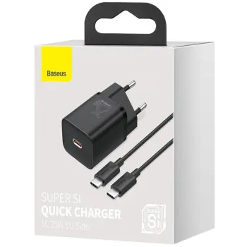 ŁADOWARKA SIECIOWA Baseus Super Si Quick Charger 1C TZCCSUP-L01 25W 1x USB-C PD 3.0 QC 3.0 + KABEL