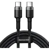 KABEL USB-C / USB-C Baseus Cafule CATKLF-ALG1 200cm 100W 5A PD 2.0 QC 3.0 CZARNO-SZARY W OPLOCIE