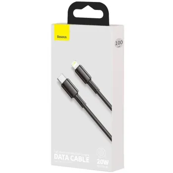 KABEL USB-C / Lightning iPhone Baseus Cafule CATLGD-01 1m 20W PD Quick Charging CZARNY W OPLOCIE
