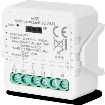 GISE Smart Podwójny moduł przekaźnikowy WiFi | Tuya | GDS-WF