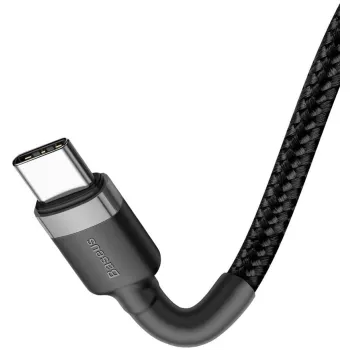 KABEL USB-C / USB-C Baseus Cafule CATKLF-HG1 200cm 60W 3A PD 2.0 QC 3.0 CZARNO-SZARY W OPLOCIE
