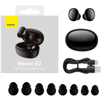 SŁUCHAWKI BEZPRZEWODOWE TWS Baseus Bowie E2 NGTW090001 BT 5.2 IP55 CZARNE