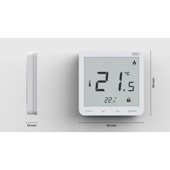 Bezprzewodowy regulator pokojowy bateryjny dopuszkowy biały R-8PB PLUS Tech Sterowniki