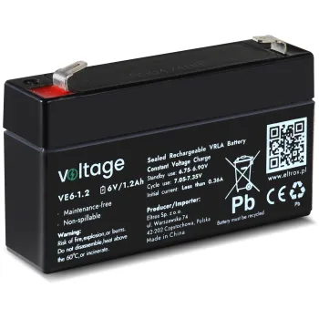 Akumulator AGM Voltage 6V 1,2Ah VE6-1.2 (Żywotność 6-9 lat)