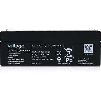 Akumulator AGM Voltage 12V 2,3Ah VE12-2.3 (Żywotność 6-9 lat)