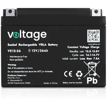 Akumulator AGM Voltage 12V 26Ah VE12-26 (Żywotność 6-9 lat)