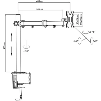 Uchwyt biurkowy na 1 monitor LED/LCD 13-32