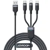 Kabel 3w1 USB-A / USB-C micro-USB Lightning Joyroom S-1T3018A18 30cm 3.5A w oplocie czarny