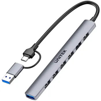 Unitek Hub USB-A/C 7w1 z adapterem