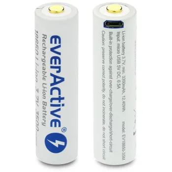 Akumulator 18650 Li-Ion 3,7V everActive 3500mAh (1 szt.) micro-USB z zabezpieczeniem