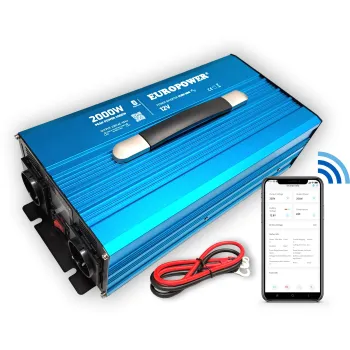 PRZETWORNICA NAPIĘCIA INWERTER EUROPOWER 12V DC / 230V AC 2000W / 4000W CZYSTY SINUS BLUETOOTH