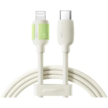 Kabel Joyroom S-A53 30W USB-C - Lightning z fluorescencyjną końcówką 1,2 m - beżowy