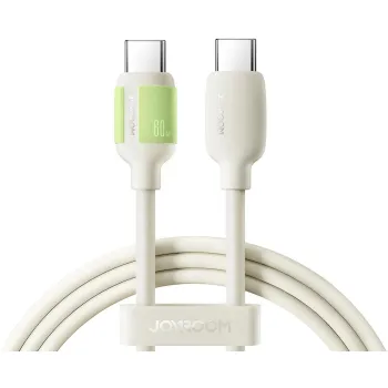Kabel Joyroom S-A53 60W USB-C - USB-C z fluorescencyjną końcówką 2 m - beżowy