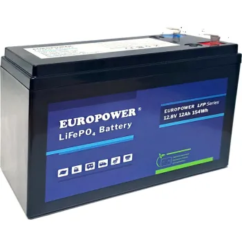 Akumulator LiFePO4 EUROPOWER serii LFP 12,8V 12Ah (Żywotność ~2000 cykli)
