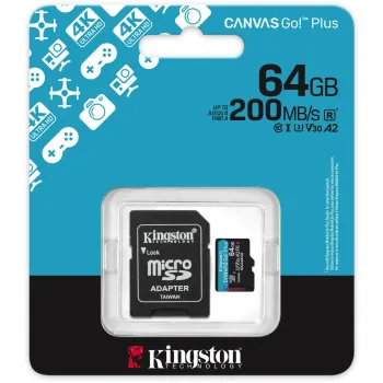 Karta pamięci microSD 64GB Kingston CanvasGo! Plus 200MB/s A2 U3 V30 + adapter