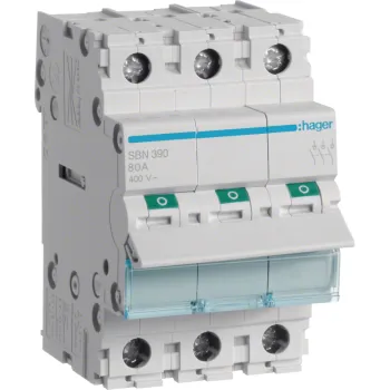Rozłącznik izolacyjny, szer. 3 moduły. 3P, 100A HAGER SBN390