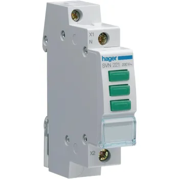 Lampka sygnalizacyjna, 230V AC, 3 x Zielony LED HAGER SVN221