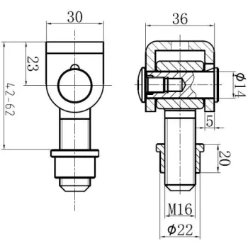 Zawias PSG 61.001.01 do wspawania - gwint M16 (ucho ocynkowane)