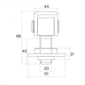 Zawias PSG 61.013 do wspawania - gwint M20 (regulowany)